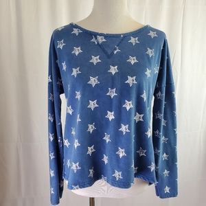 Altar'd State womens long sleeve blue star top tee